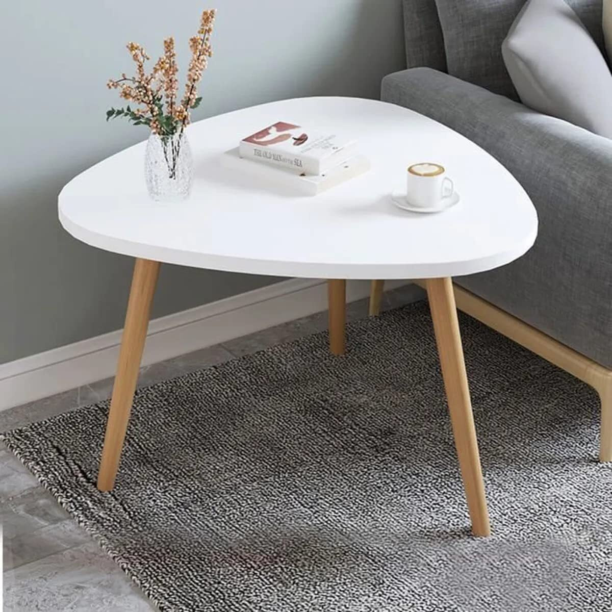 Tree House Nesting Triangle End Coffee Tables Nightstand Modern Furniture For Home Office Living Room Nest White Table (White)