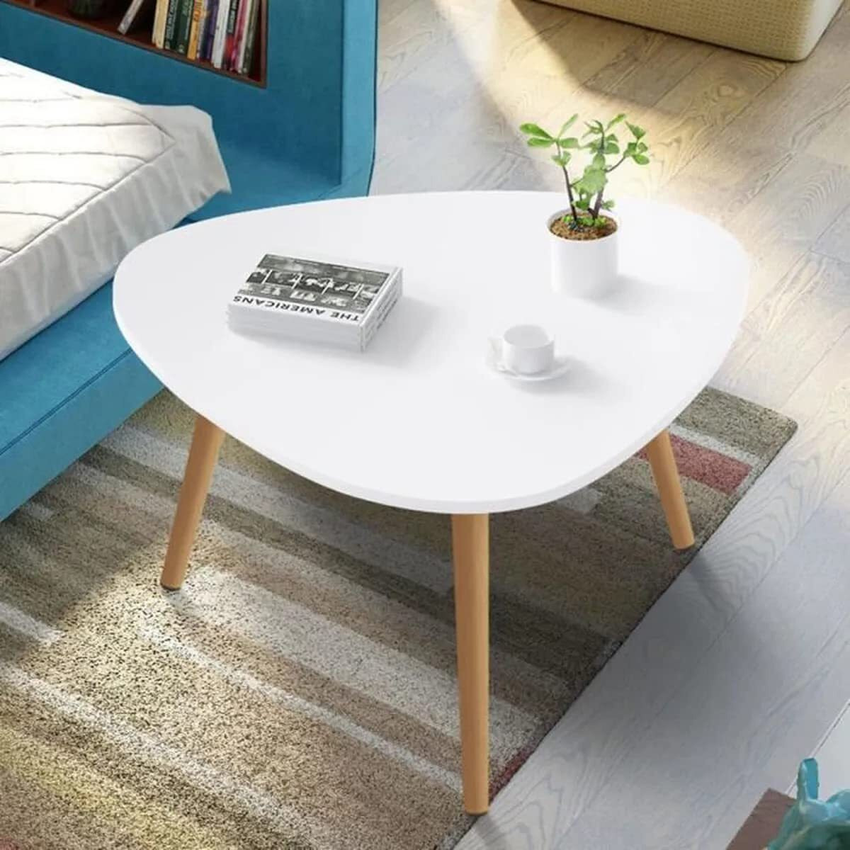Tree House Nesting Triangle End Coffee Tables Nightstand Modern Furniture For Home Office Living Room Nest White Table (White)