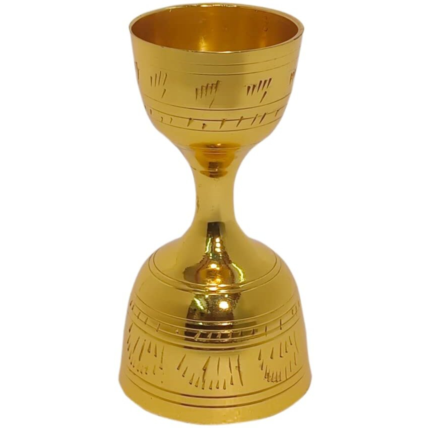 Bona Fide - Unit Of Signature Metal Exports Brass Peg Measure Electro Plated Gold Finish White 30/60 Ml Jigger, Cocktail Measure,Jigger,Measurement Cup Pure Gold Finish