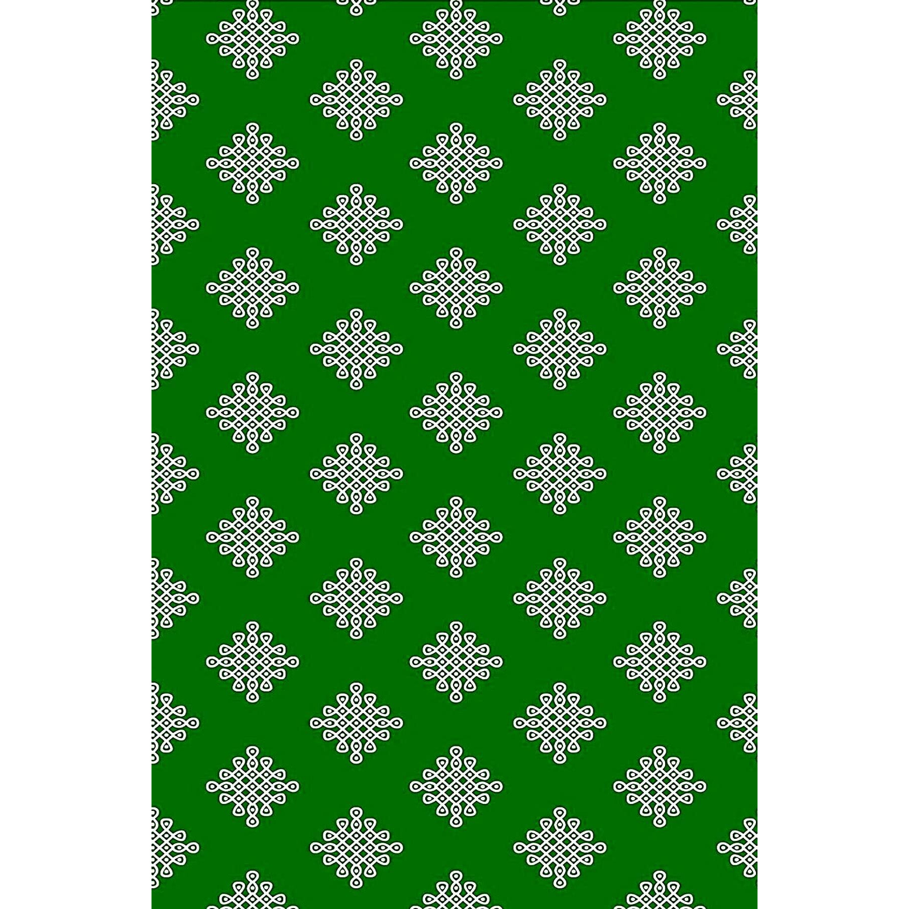 S2S Green Backdrop Cloth For Pooja Decoration Traditional, Background Decoration Cloth For Pooja Background Curtain Cloth For Festival Fabric (Small Muggu Green)