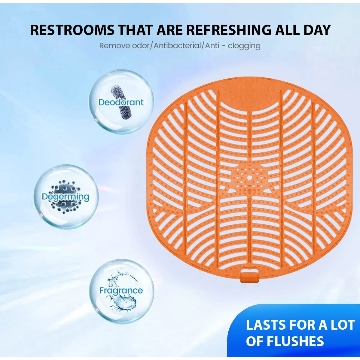 Zureni Urinal Screen Fresh Scented Anti-Splash Toilet Mat Bathroom Deodorizer Spatter With Air Freshener For Restroom (K Screen, Orange, 5 Pcs)