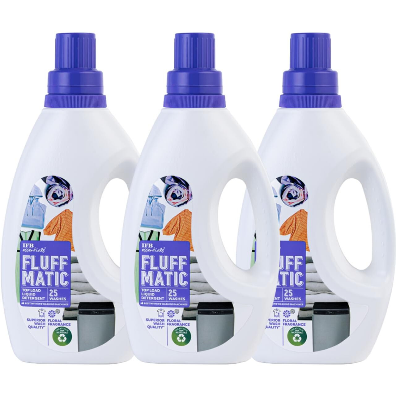 Ifb Essentials Top Load Washing Machine Liquid Detergent (Pack Of 3 * 1 Liter)
