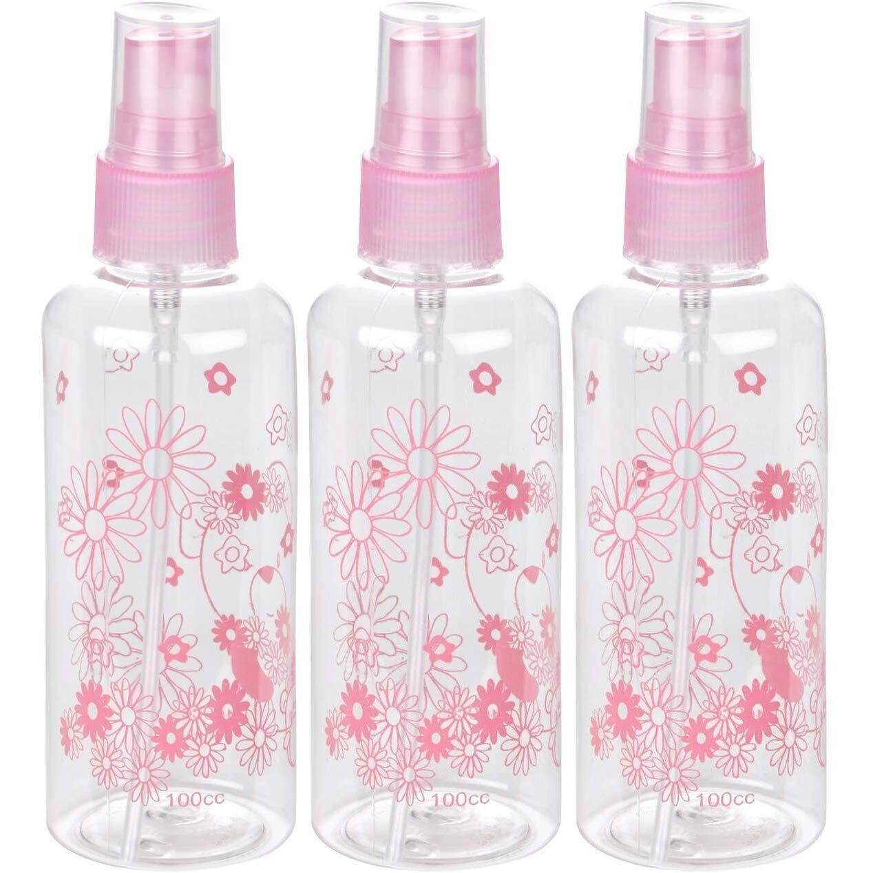 Kabeer Art 100Ml Empty Cute Bear And Floral Refillable Fine Mist Sprayer Spray Bottle Atomizer With Ultra-Fine Mist Pump For Beauty, Outdoors, Travel Purposes - 3 Pc (Random Colour) - Multicolour