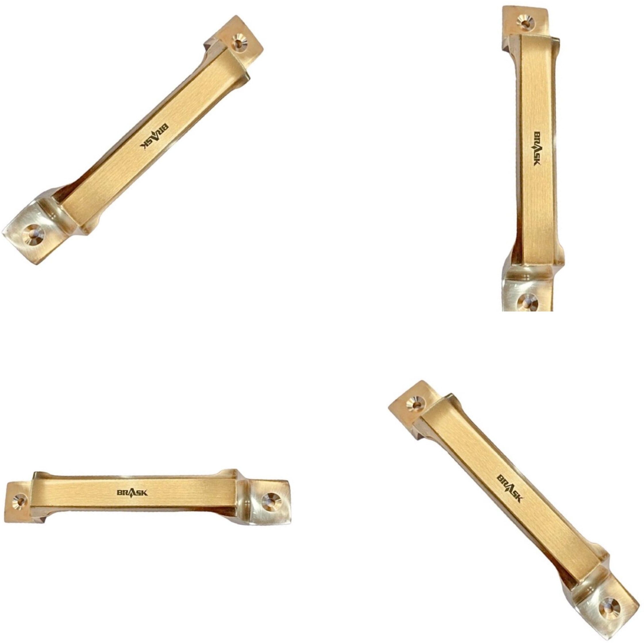 Brask" Brass Window Handle No. 301 | Brass Cabinet Handle | Drawer Handle | Door Handle With Screws (5 Inches (125 Mm), Pack Of 4, Golden Satin)