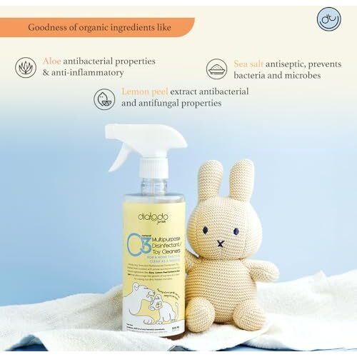 Diatodo Junior Natural Plant Based Multipurpose Disinfectant Toy Cleaners Allergen Free, Toxin Free 500 Ml(Pack Of 2)
