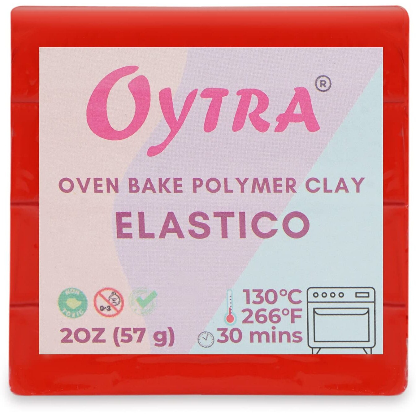 Oytra 57G Polymer Oven Bake Clay For Jewelry Making Elastico Series (Red)