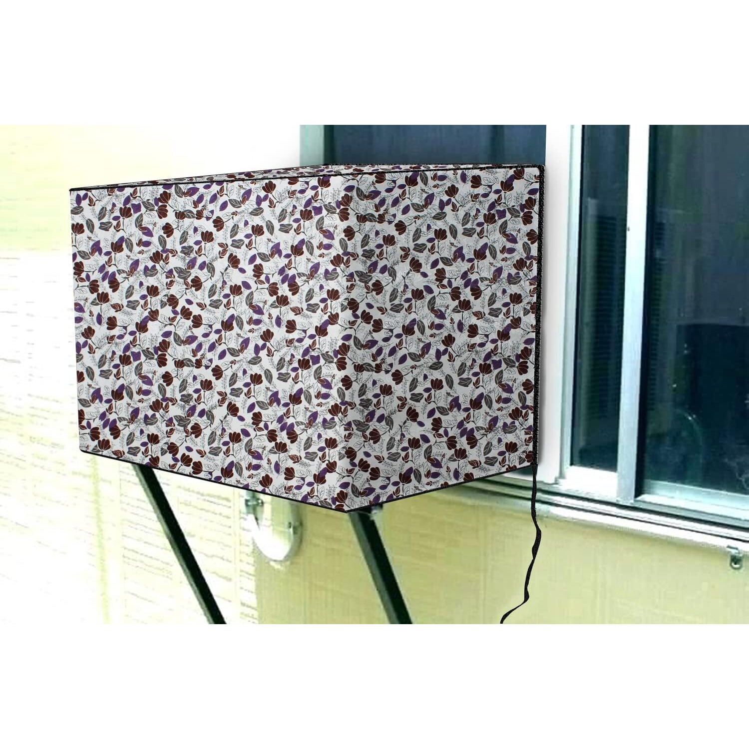 Stylista Pvc Window Ac Cover 1.5 Ton Waterproof And Dustproof, Corals Pattern Beige