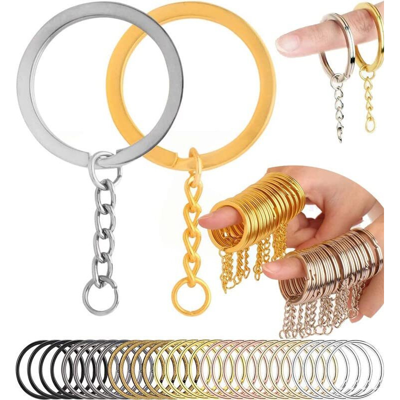 Diy Crafts 2X, Bright Gold, Key Chains For Crafts, Choice X Pcs Keychain Rings Chain, Split Key Ring Suitable For Keychain, Crafts, Jewelry Making & Diy Kit Gold & Si (2X, Bright Gold)