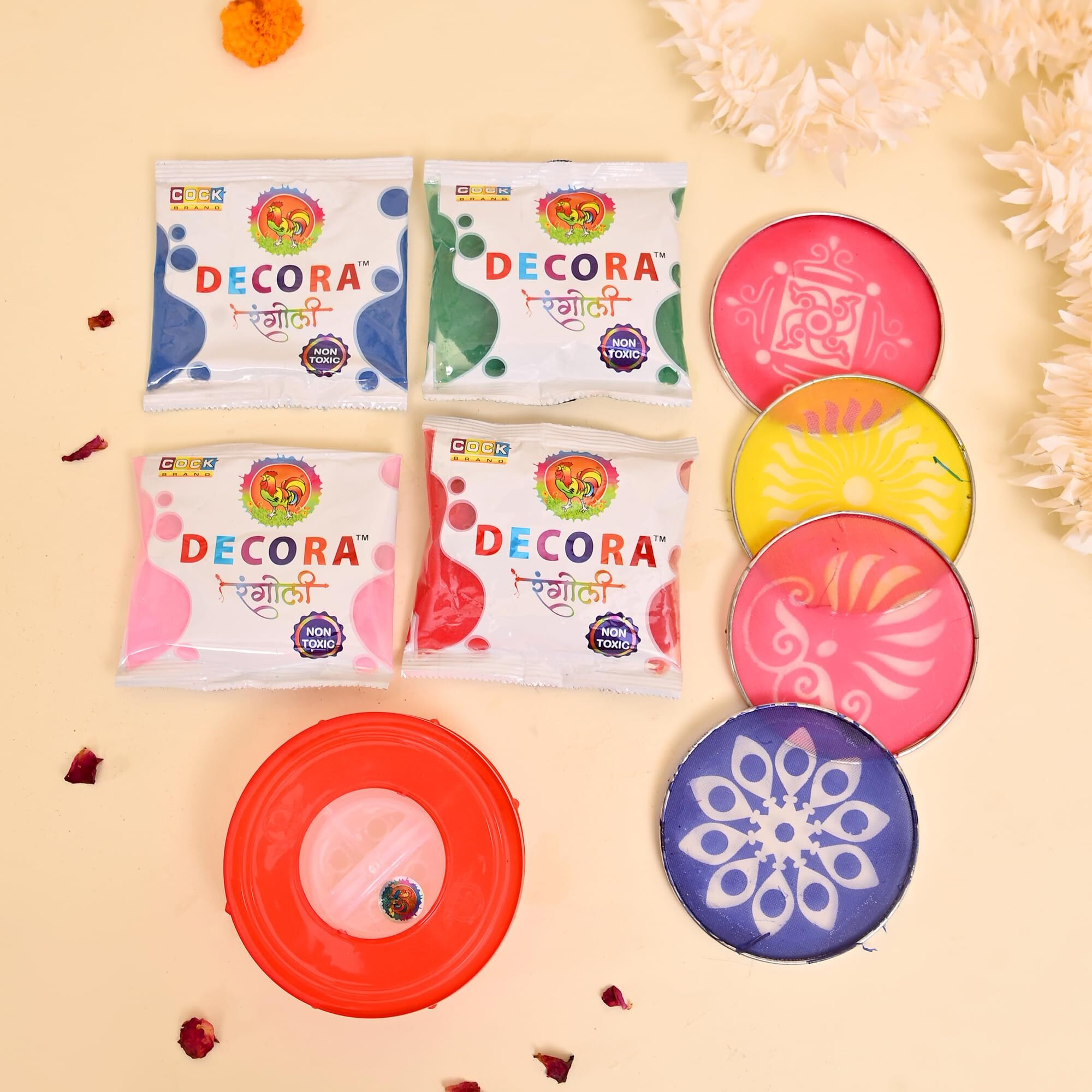 Craftvatika Rangoli Colour Powder With Stencils And Magic Rangoli Maker Kit Diwali Decoration Items For Home Stencils Tool Floor Art Rang For Home Navratri Pongal Pooja Mandir Decor