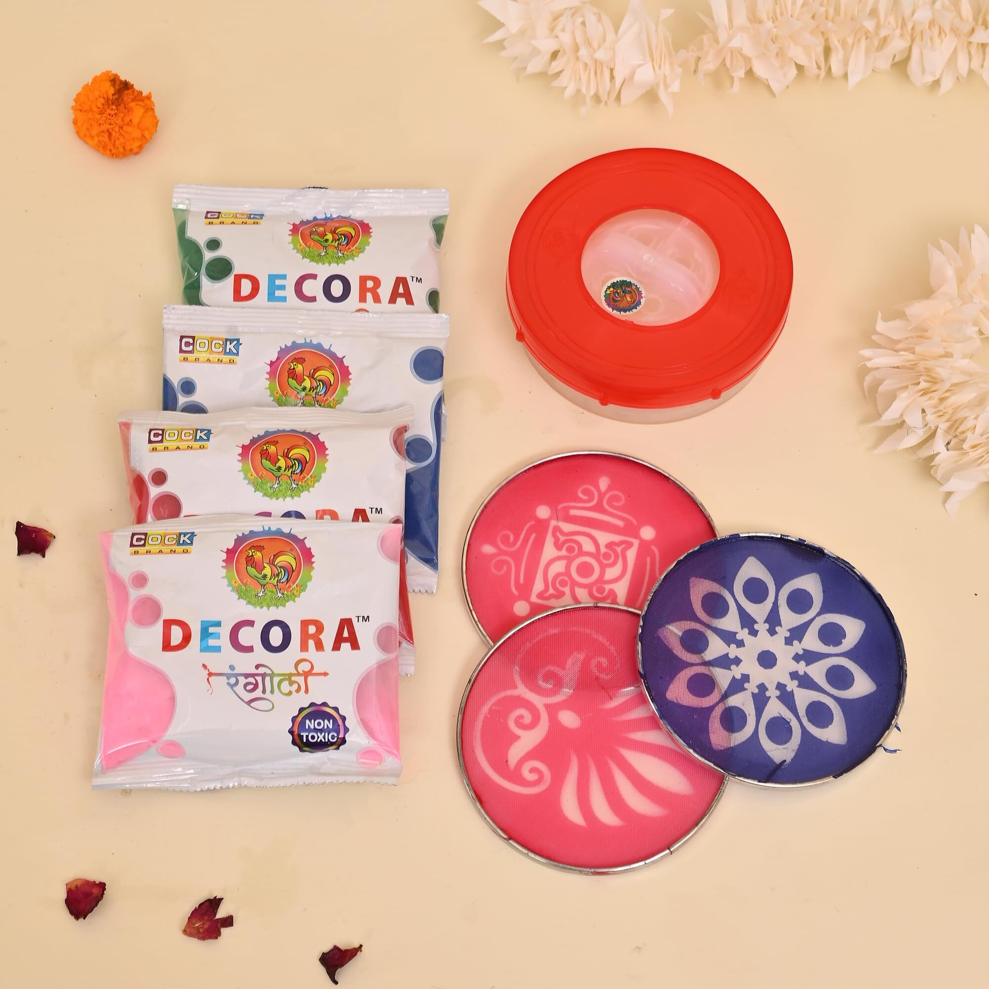 Craftvatika Rangoli Colour Powder With Stencils And Magic Rangoli Maker Kit Diwali Decoration Items For Home Stencils Tool Floor Art Rang For Home Navratri Pongal Pooja Mandir Decor