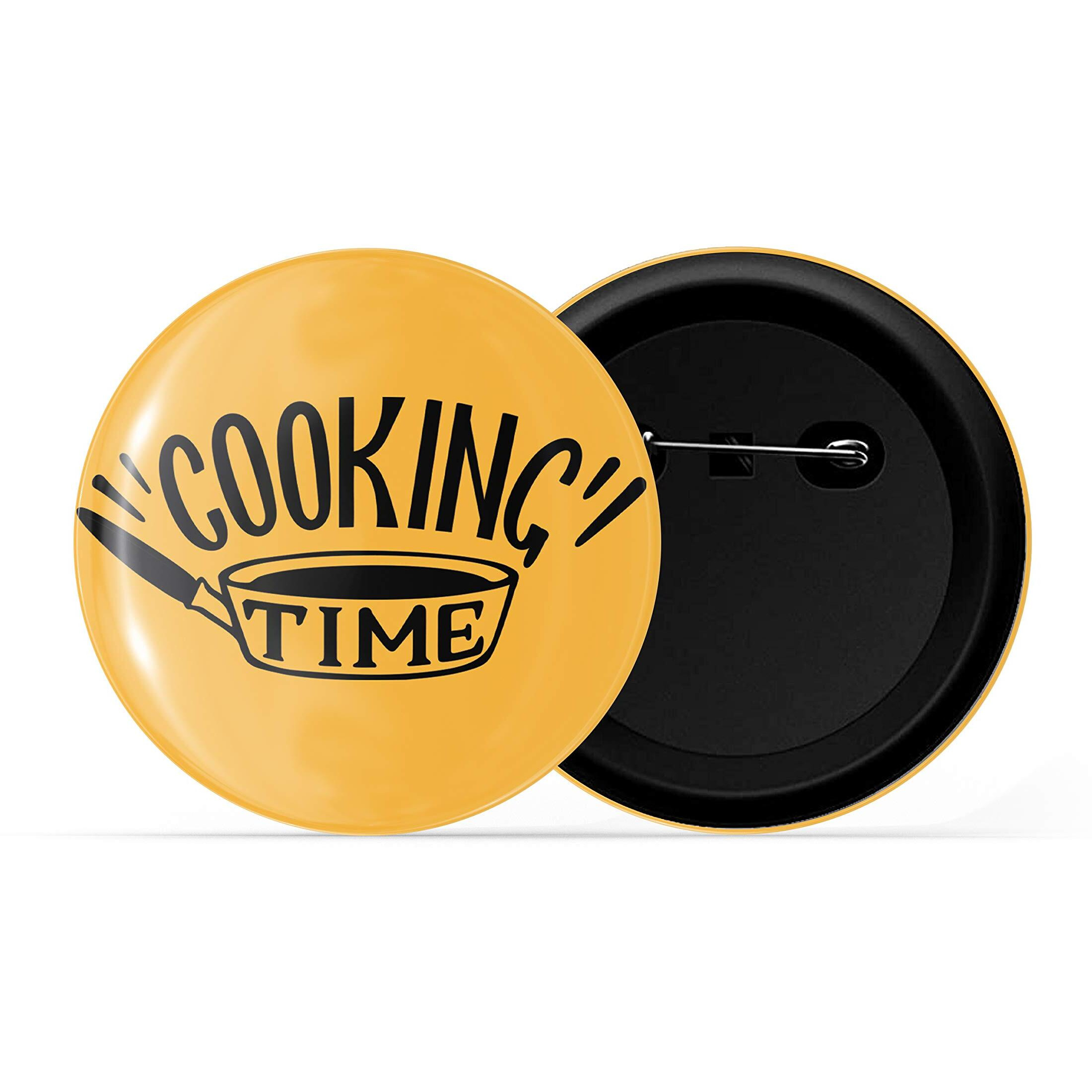 Dhcrafts Pin Badges Yellow Food Lovers Cooking Time Glossy Finish Design Pack Of 1