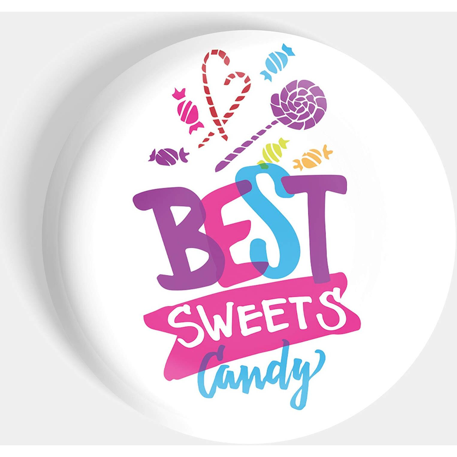Dhcrafts Pin Badges White Food Lovers Best Sweets Candy Glossy Finish Design Pack Of 1