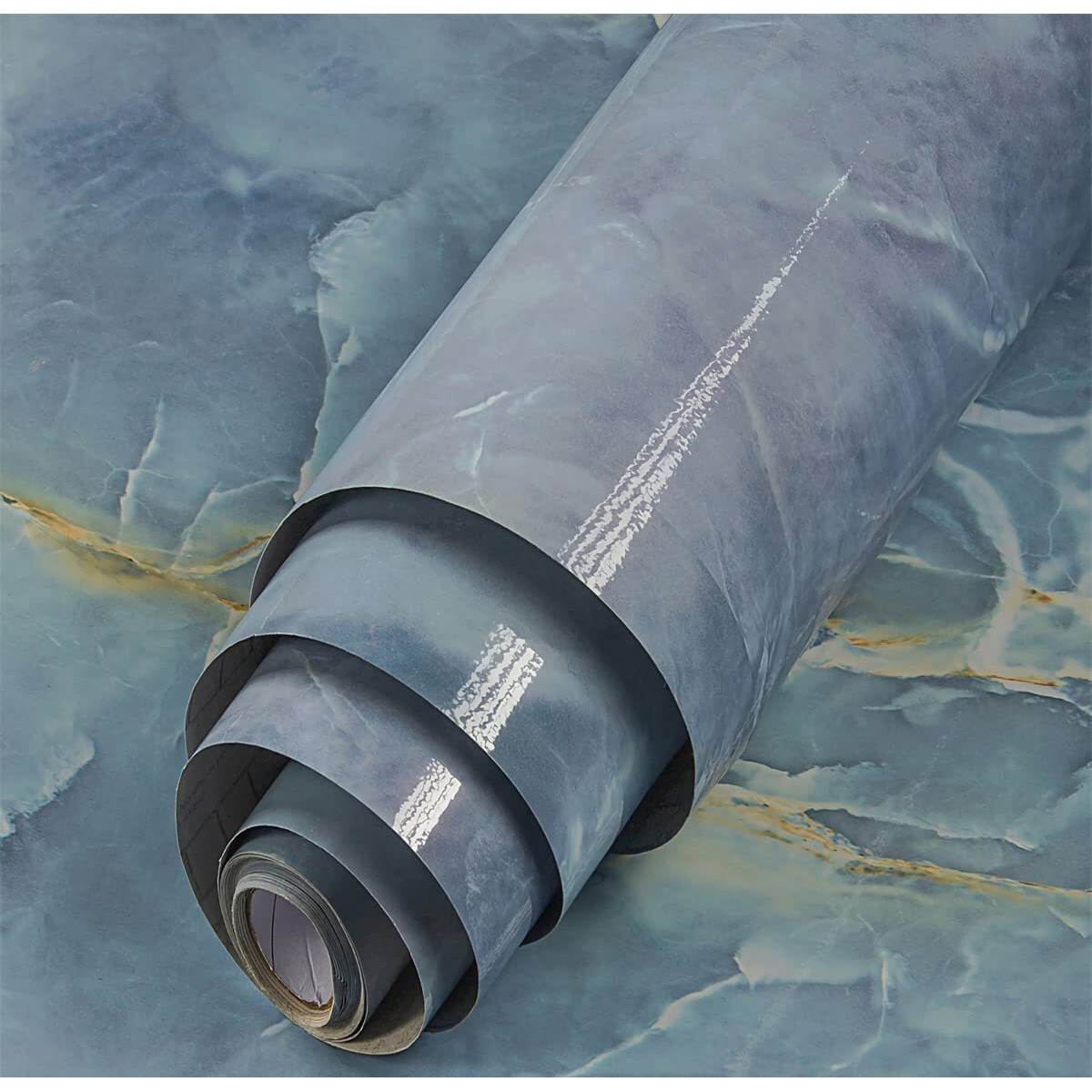 Nareval Blue Marble Wallpaper For Kitchen Cabinets Marble Wallpaper Oil Proof Waterproof Floor Tiles Stickers Waterproof Wall Paper For Home And Kitchen Decorative Marble Wallpaper Wall Sticker For Kitchen Cabinets Bathroom Peel & Stick Wall Removable Contact Paper Waterproof Blue Wall Paper (Blue Marble A24 60*400Cm)