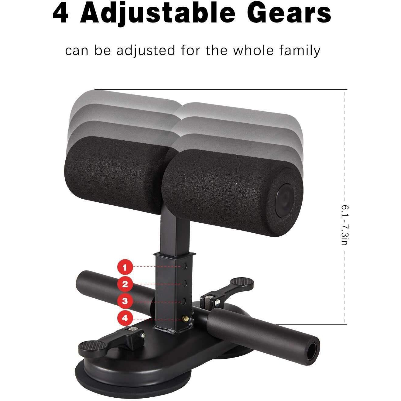 Hvg Traders Portable Sit Up Bar For Floor Sit-Up Assistant Device With 2 Strong Suction Cups - Ab Crunch Machine - 3 Positions Exercise Equipment Abs House Workout (Double Suction Cup Black Color)