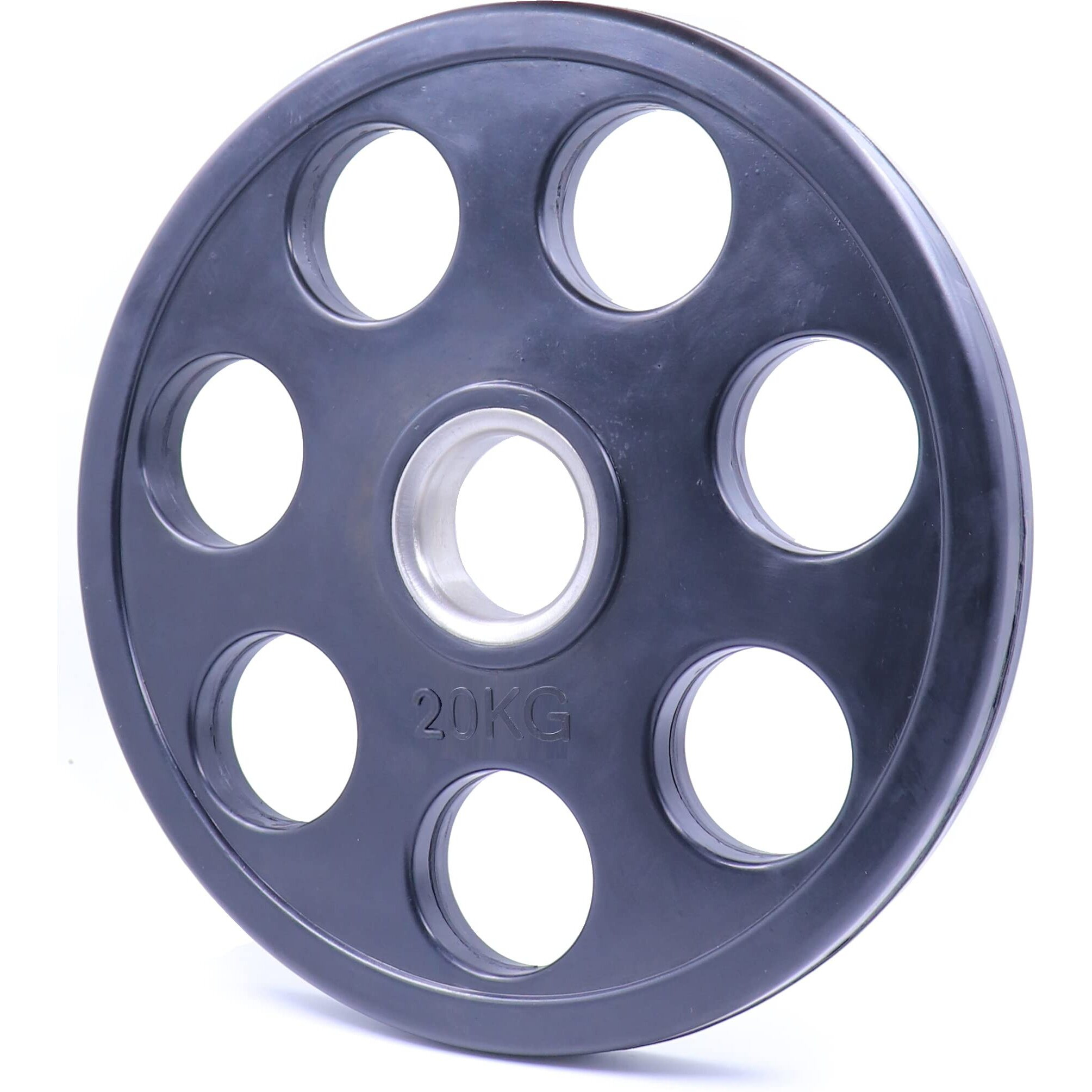 Kobo 7 Holes - Rubber Coated Olympic Cast Iron Weight Plate (51Mm/2") - Commercial Grade 20 Kg X 2  40 Kg (Imported)