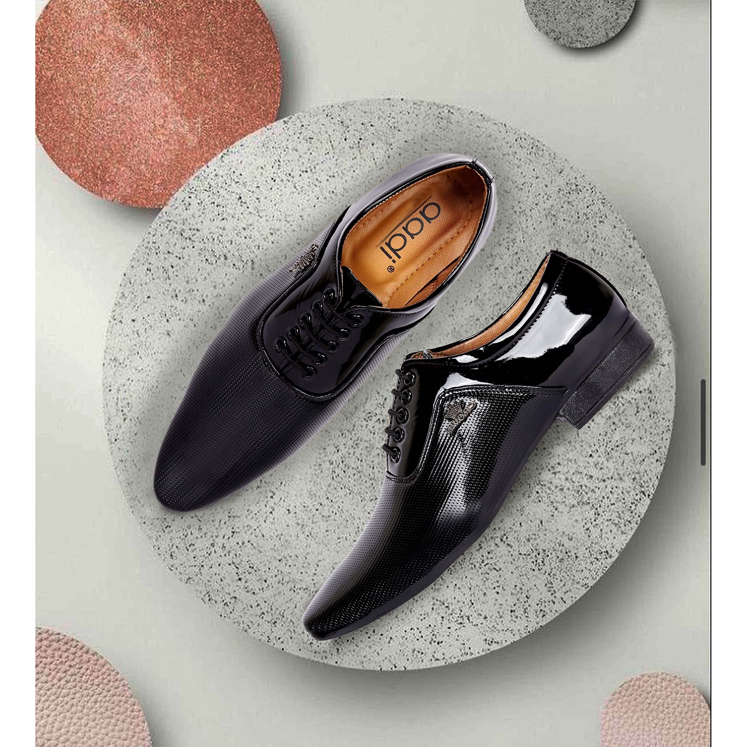 Aadi Men's Black Synthetic Leather Derby Formal Shoes