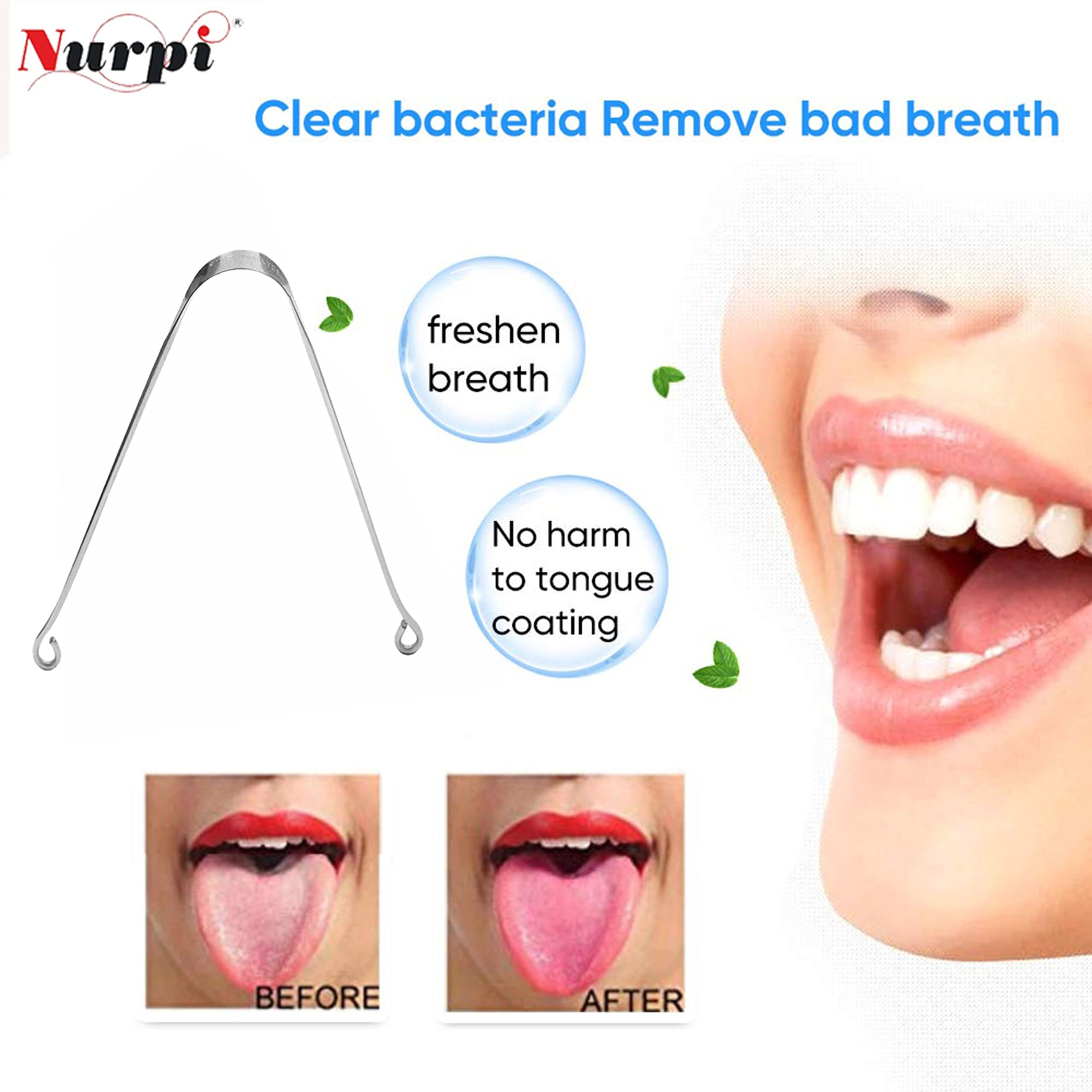Nurpi Steel Minda Tongue Cleaner For Adults And Kids Fights Bad Breath Oral Care Tongue Cleaner, Easy To Use Travel Friendly (1)