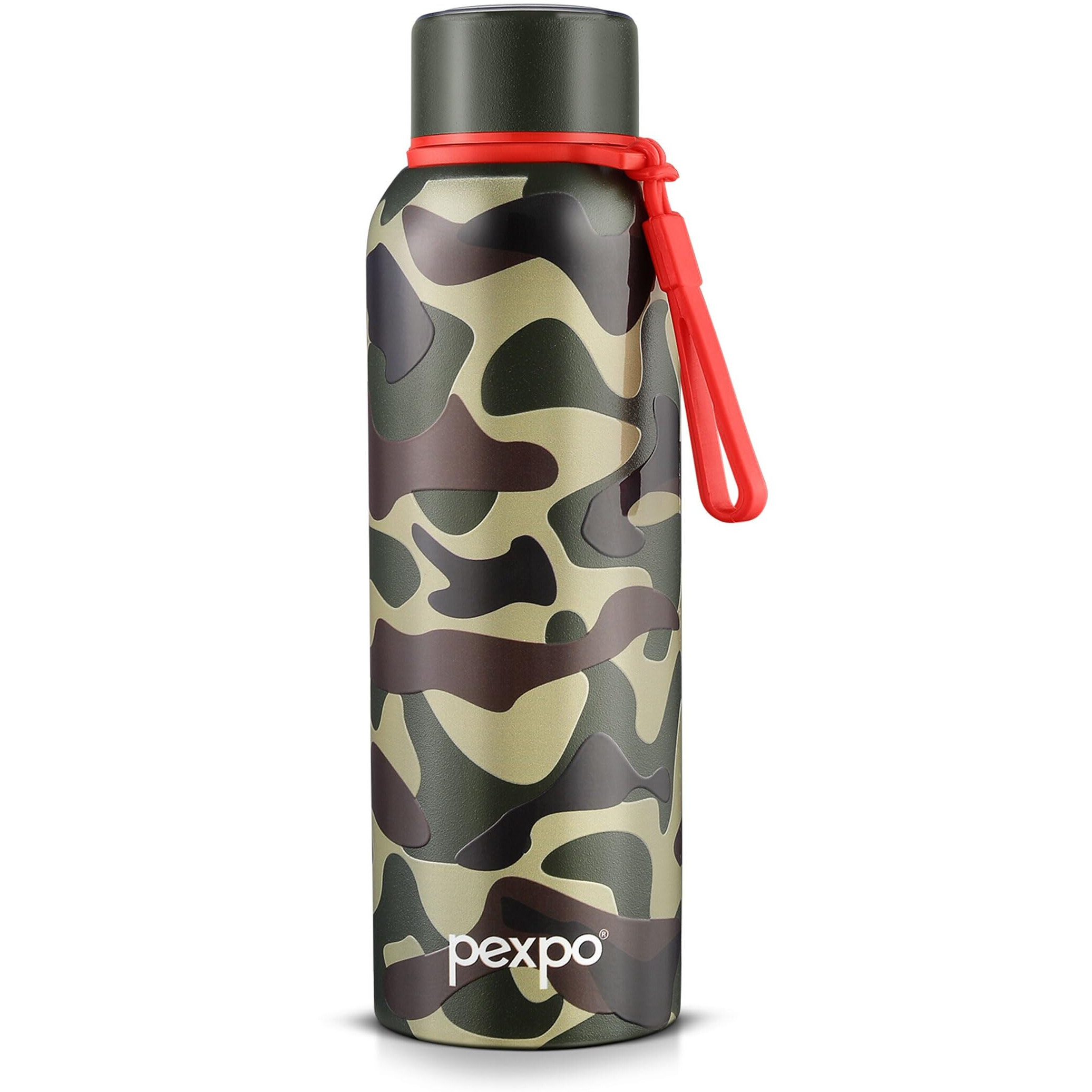 Pexpo Bravo Hot & Cold Isi Certified Flask | Stainless Steel Water Bottle - 700Ml Military Green Printed Design Thermoflask | Office| Gym| Travelling| Home| School| Adults & Kids