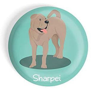 Dhcrafts Pin Badges Green Color Sharpei Pet Dog Glossy Finish Design Pack Of 1
