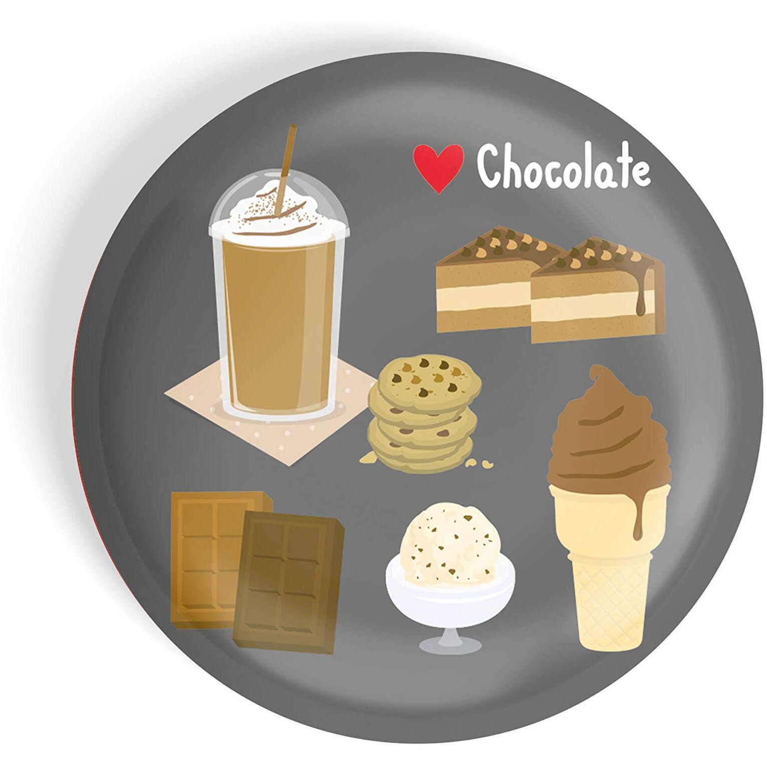 Dhcrafts Pin Badges Multicolour Food Lovers I Love Chocolate Bars, Pastries, Cookies, Ice-Cream, Cone ,Shake Glossy Finish Design Pack Of 1