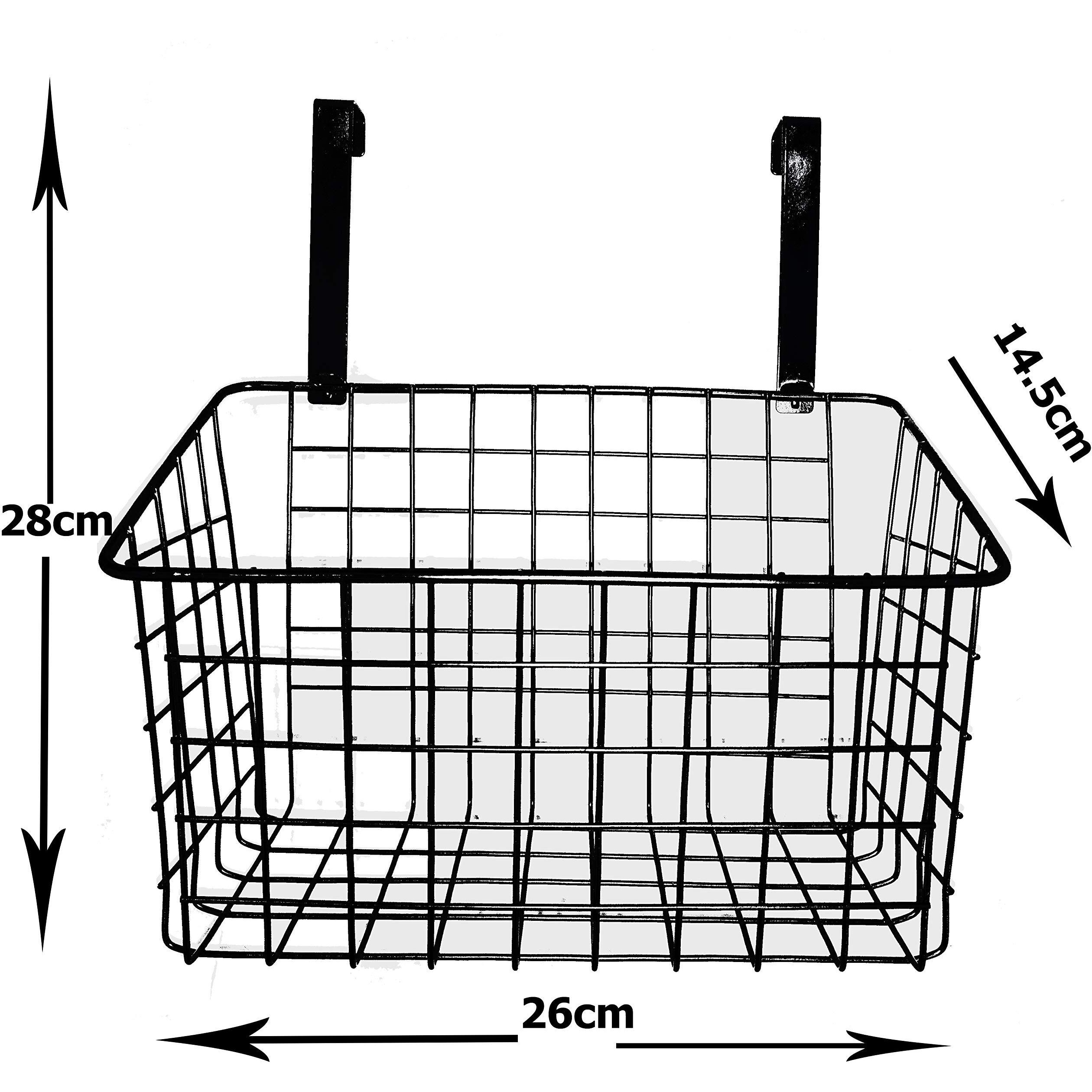 Styleys Iron Multifunctional Kitchen Rack Over The Cabinet Door Wire Storage Basket, S11102, Black - Pack Of 2, Square