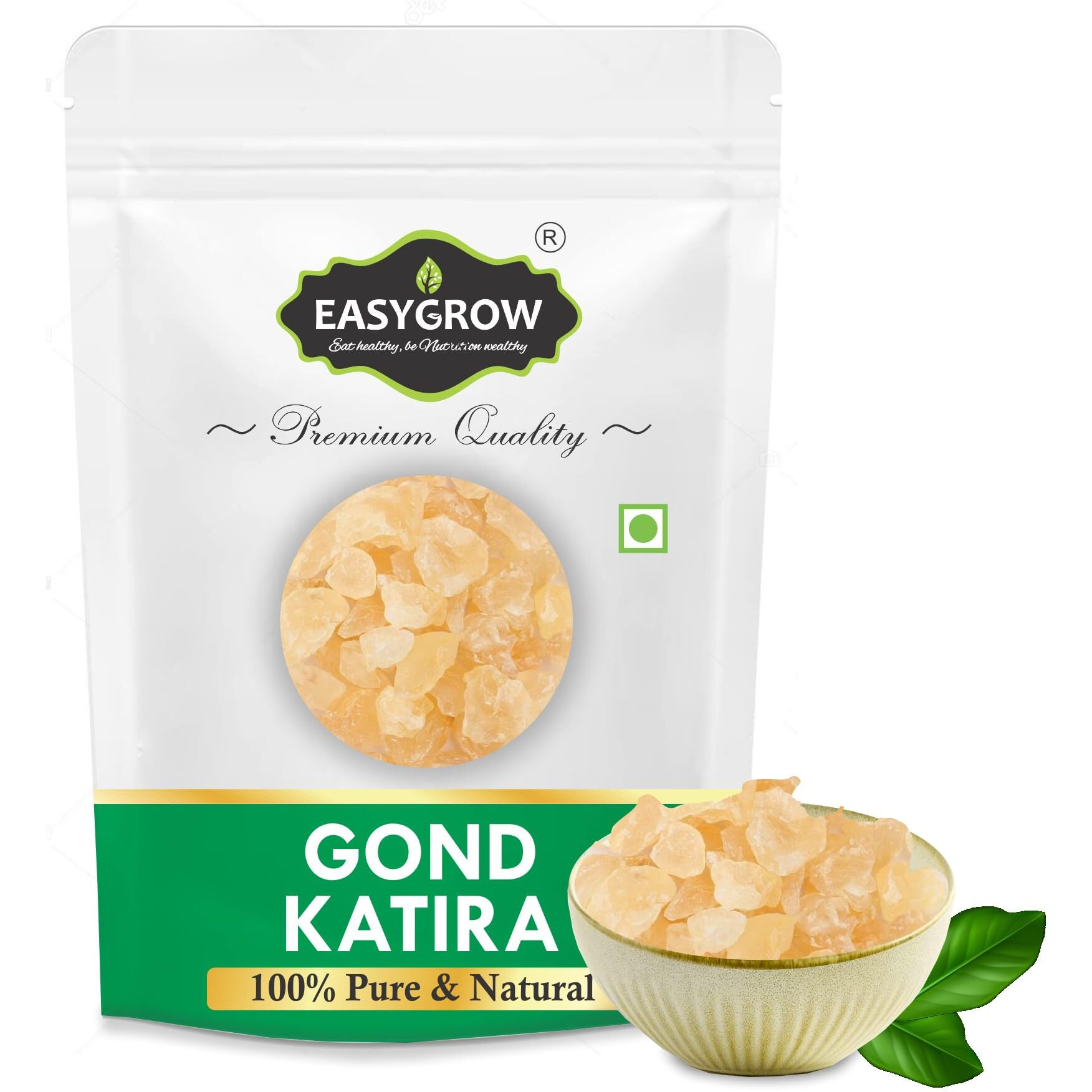Easygrow Edible Gond Katira Pure - 200 Gm, Tragacanth Gum Katira Crystals Badam Pisin Gondh Katira High Cooling Properties, Gond Katira For Summer | Almond Gum