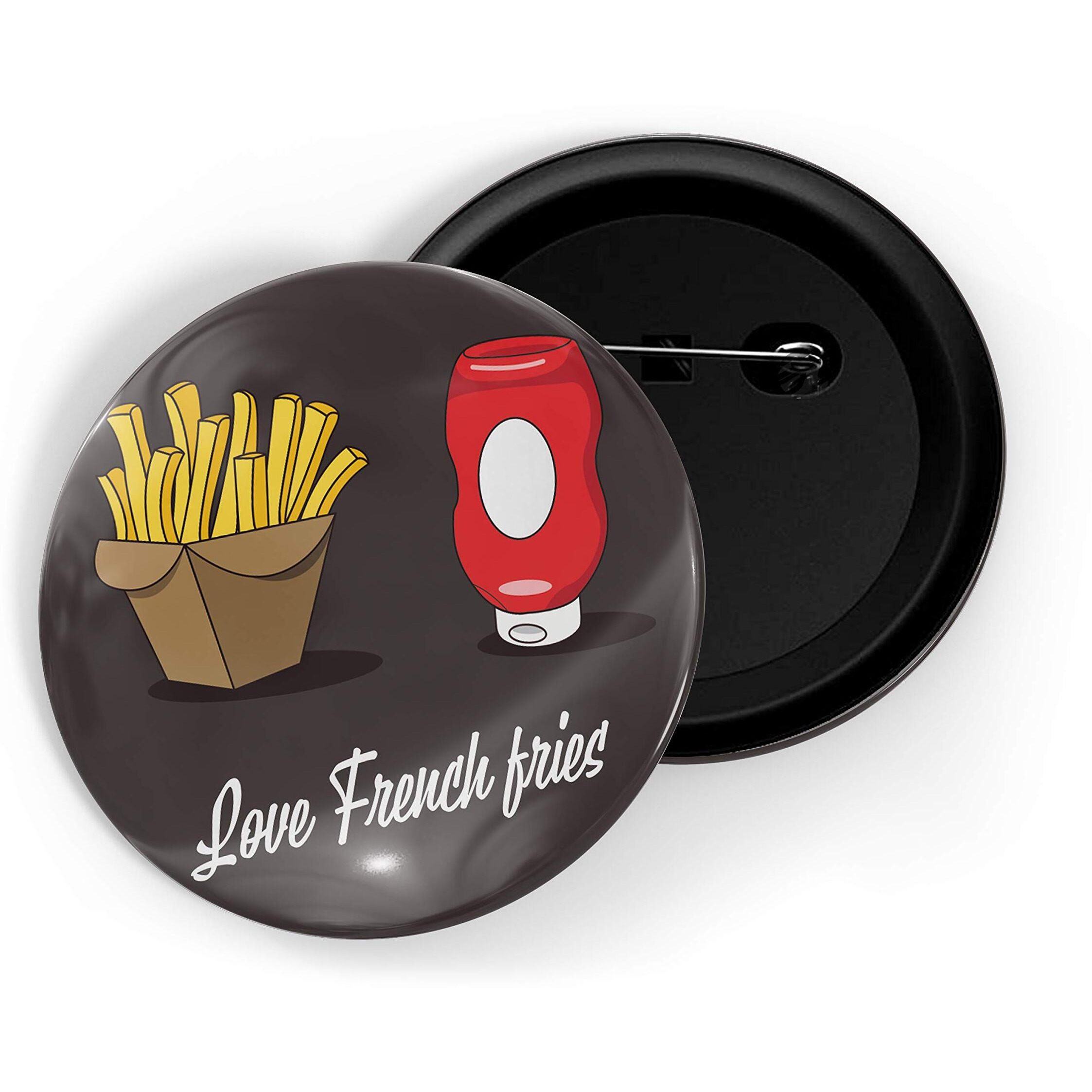 Dhcrafts Pin Badges Black Food Lovers Love French Fries Glossy Finish Design Pack Of 1