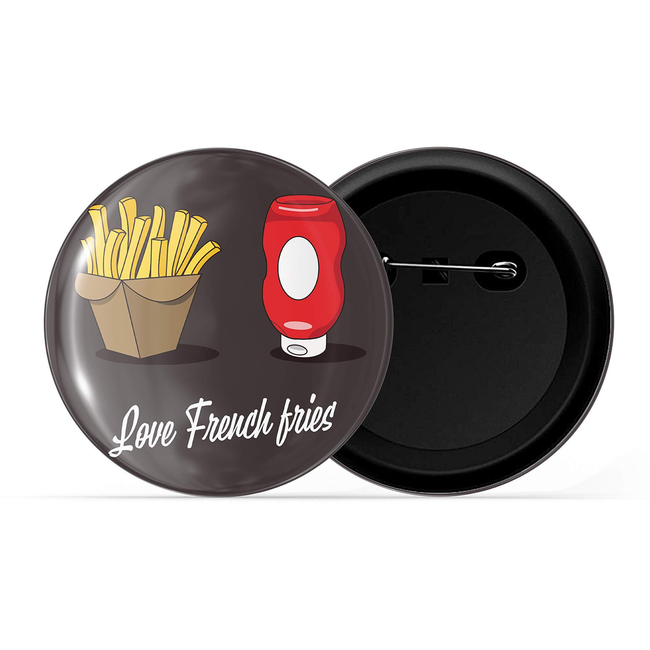 Dhcrafts Pin Badges Black Food Lovers Love French Fries Glossy Finish Design Pack Of 1