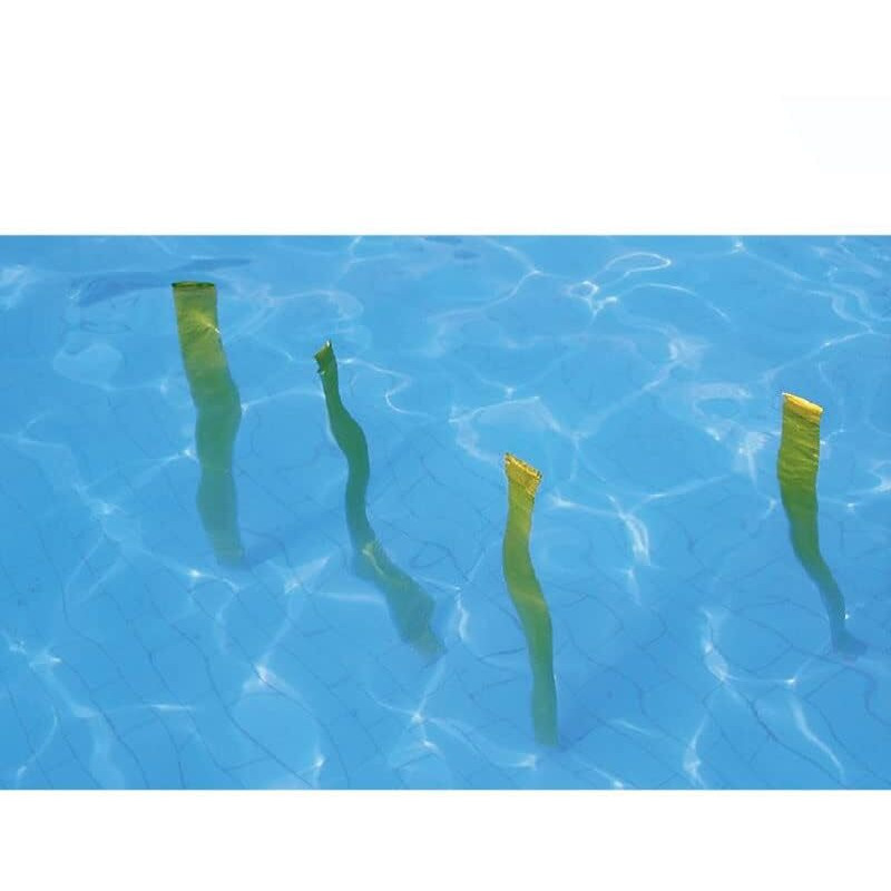 Fitfix Underwater Slalom Training Strips  Set Of 4 | 150 Cm Laminated Yellow Strips With Ballast & Foam | Floating Seaweed Effect For Swim Training & Fun | Durable, Portable & Easy To Set Up