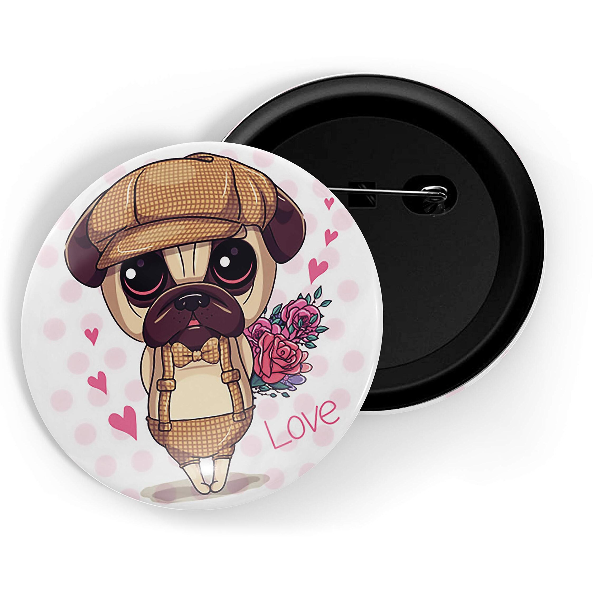 Dhcrafts White Color Pin Badges Quotes Boy Pug Glossy Finish Design Pack Of 1