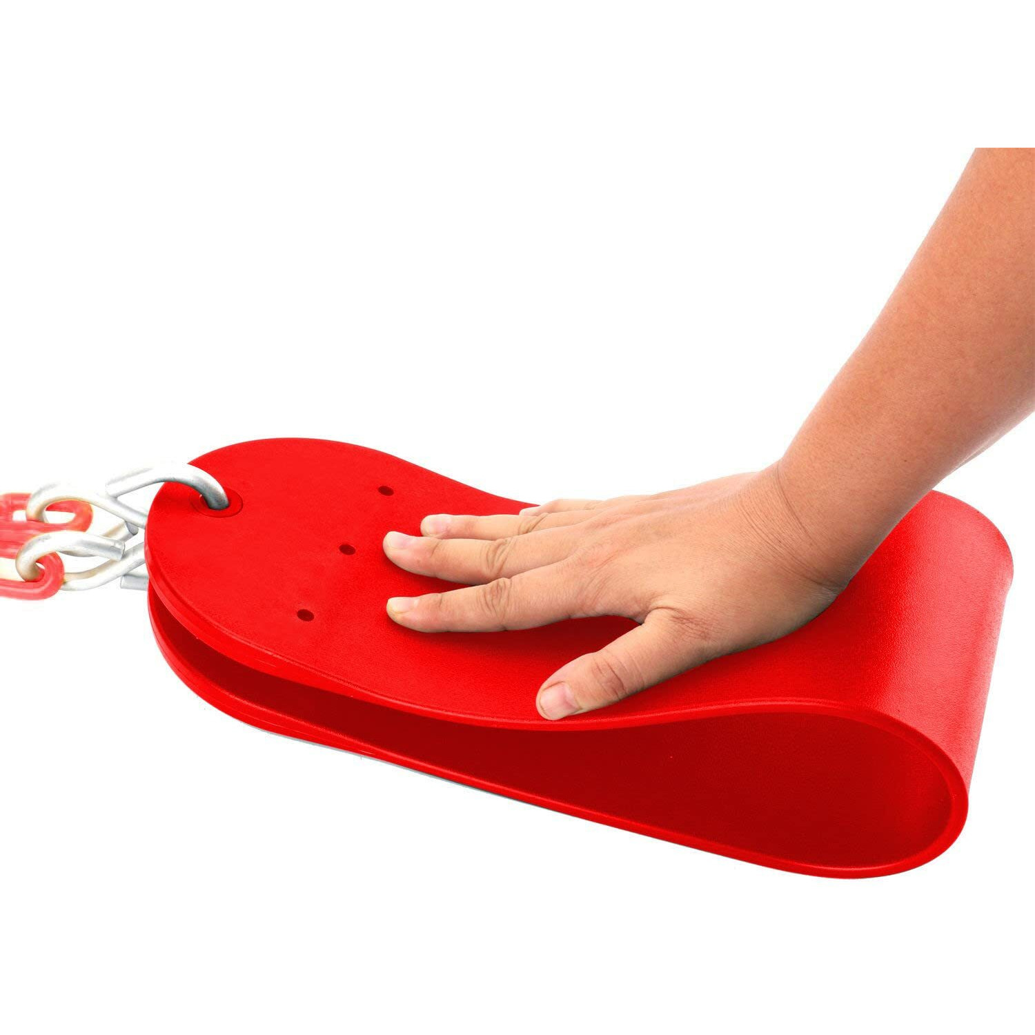 Toy Park Kids Flexible Swing Seat Heavy Duty 60" Chain Plastic Coated, Playground Swing Set Accessories For Kids & Adults With Snap Hooks, Safe And Comfortable- Red, 14 Centimeters