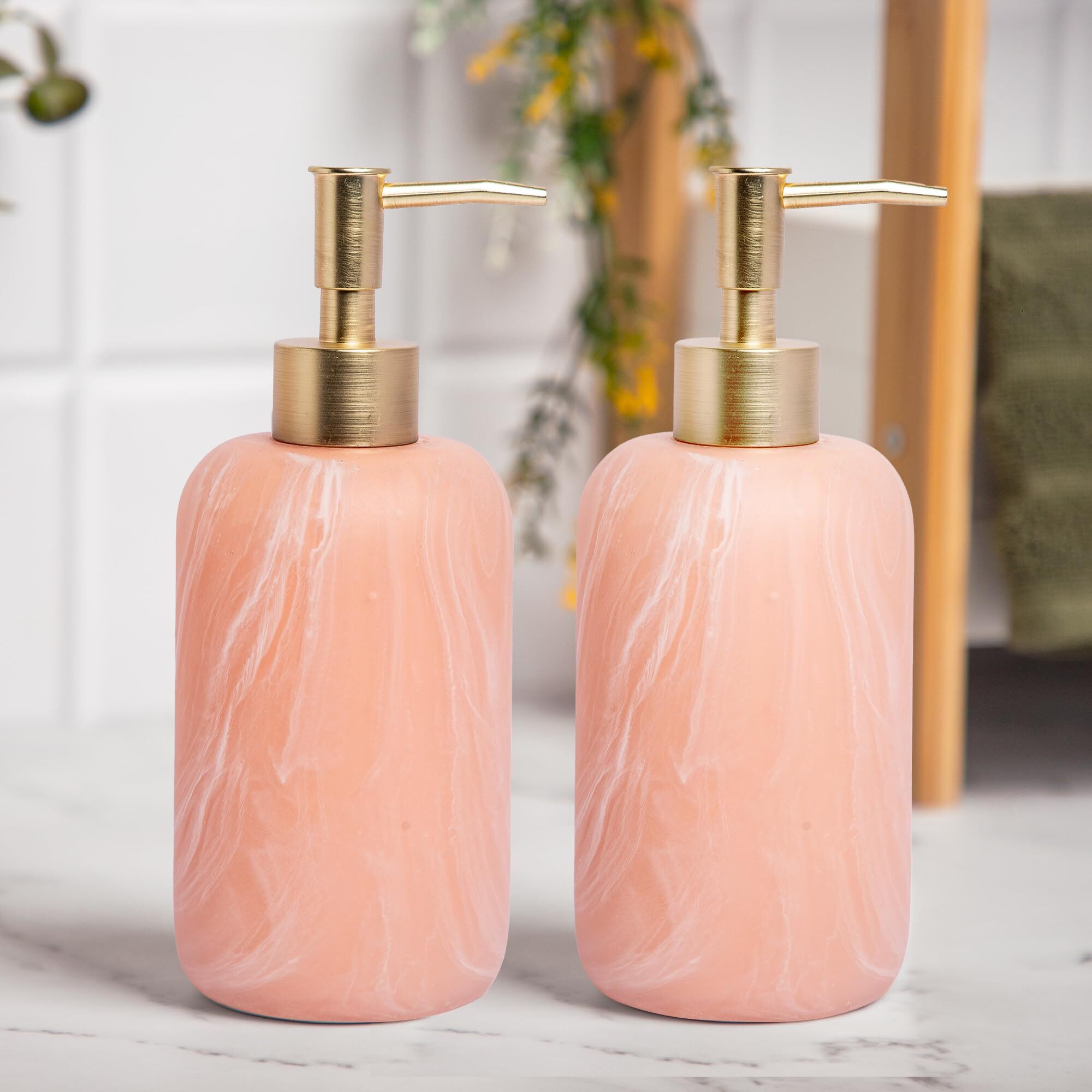 Anko 250 Ml Pink Liquid Soap Dispenser For Bathroom | Set Of 2 | Handwash Dispenser With Pump | Handwash Bottle For Kitchen Sink | Soap Dispenser For Wash Basin | Kitchen Liquid Dispenser