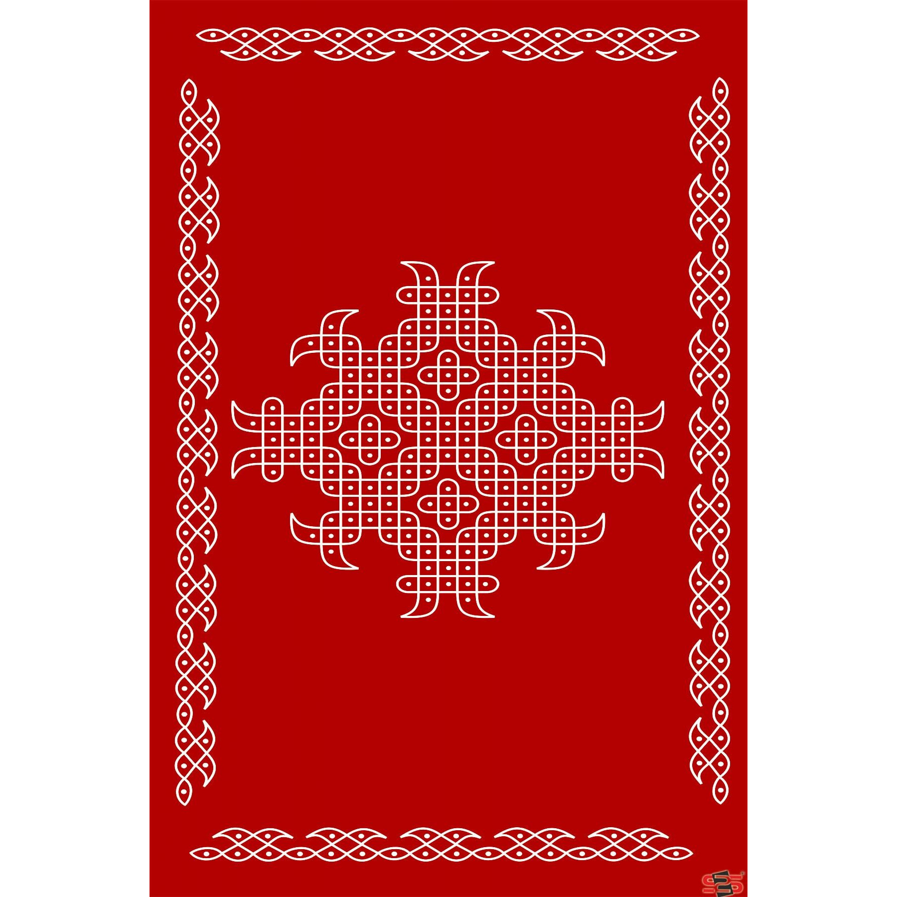S2S Maroon Backdrop Cloth For Pooja Decoration Traditional, Background Decoration Cloth For Pooja Background Curtain Cloth For Festival Fabric - (Size -5X8 Feet) (Marun With Kolam Muggu)