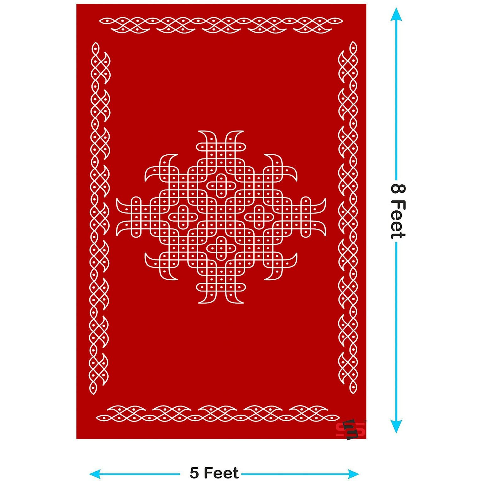 S2S Maroon Backdrop Cloth For Pooja Decoration Traditional, Background Decoration Cloth For Pooja Background Curtain Cloth For Festival Fabric - (Size -5X8 Feet) (Marun With Kolam Muggu)