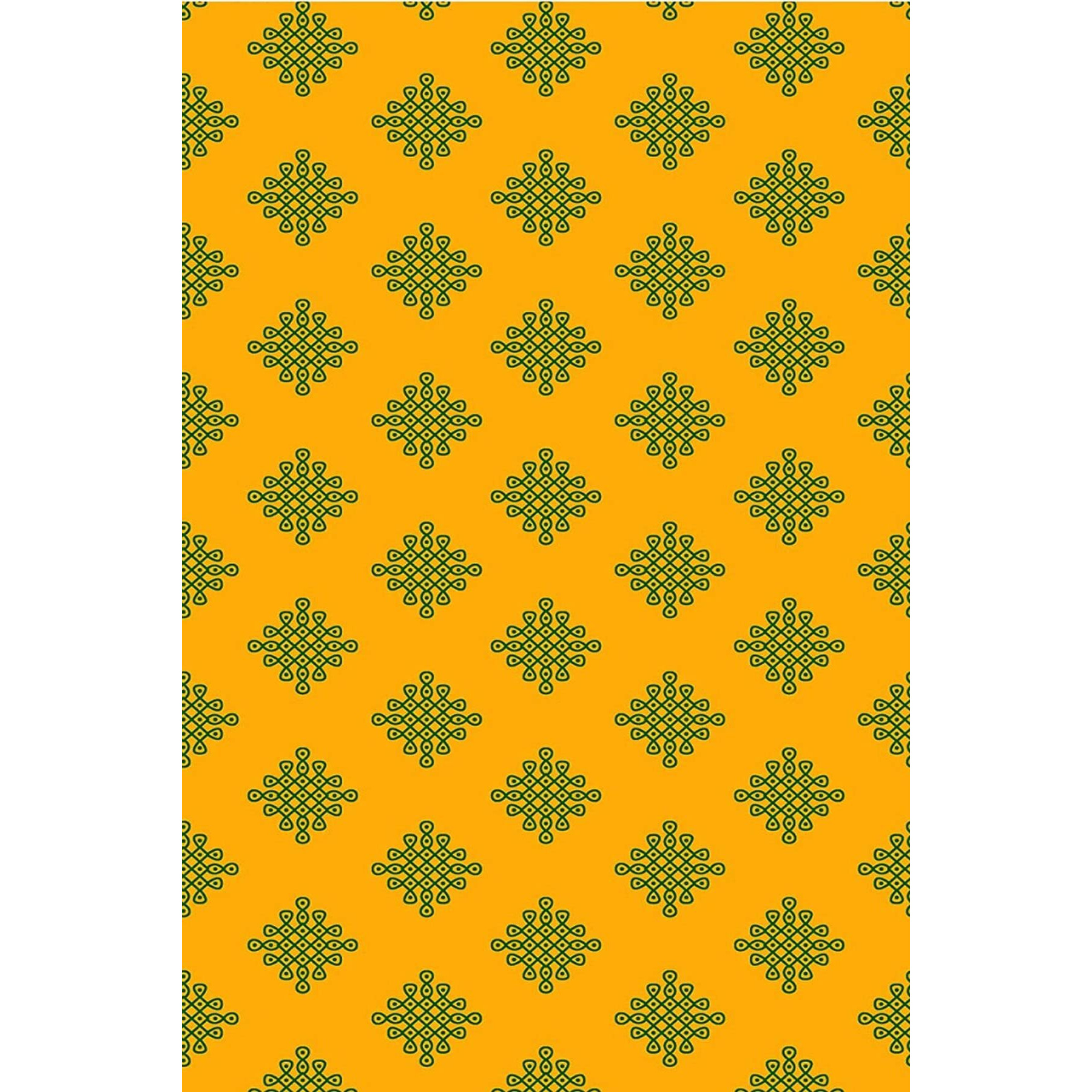 S2S Yellow Backdrop Cloth For Pooja Decoration Traditional, Background Decoration Cloth For Pooja Background Curtain Cloth For Festival Fabric (Small Muggu Mango With Green)