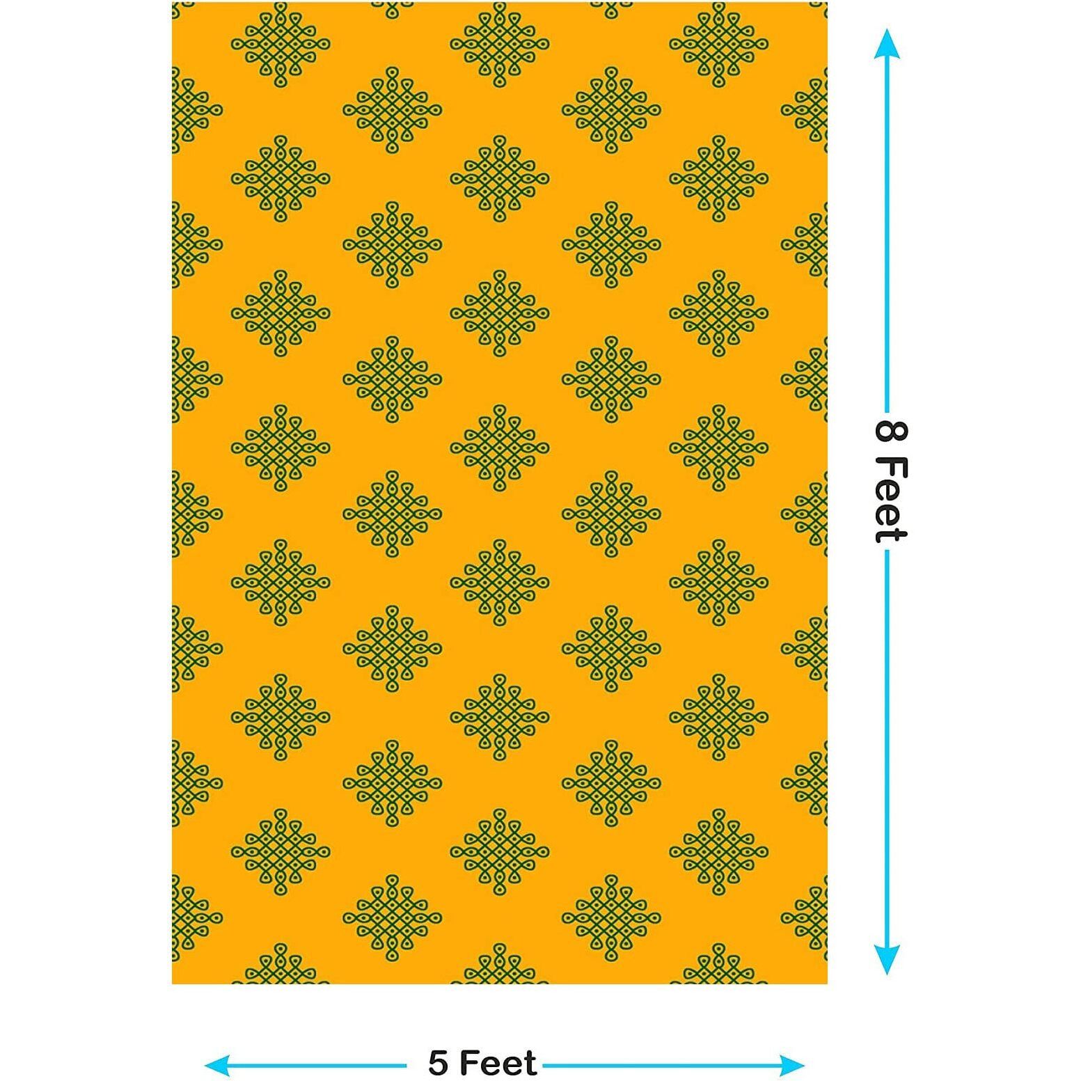 S2S Yellow Backdrop Cloth For Pooja Decoration Traditional, Background Decoration Cloth For Pooja Background Curtain Cloth For Festival Fabric (Small Muggu Mango With Green)
