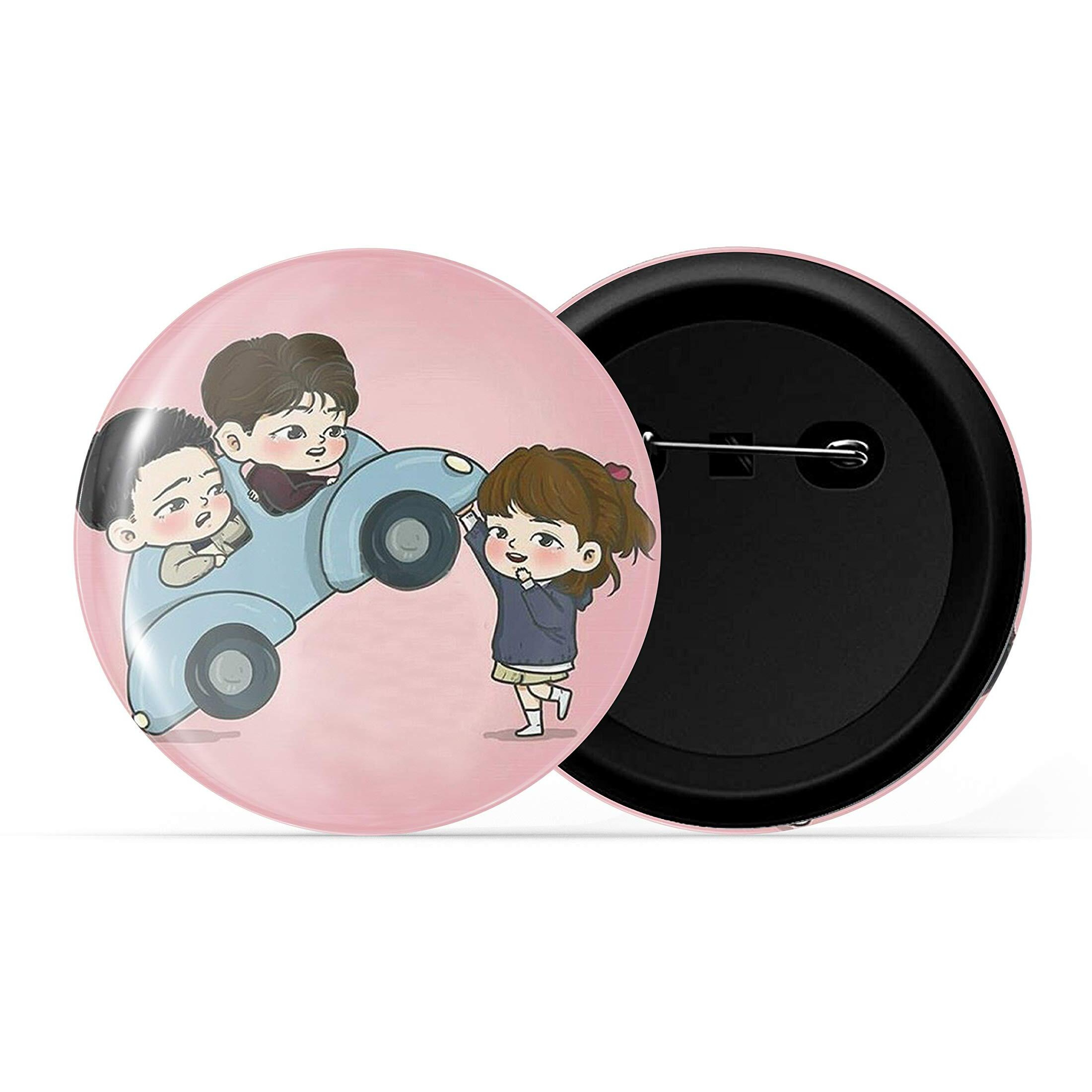 Dhcrafts Pin Badges Multicolor K-Drama Strong Woman Doo Bong Soon Glossy Finish Design Pack Of 3
