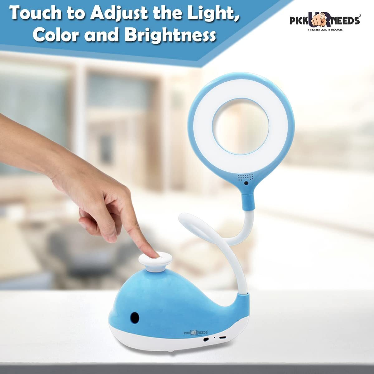 Pick Ur Needs White Rechargeable Led Desk Lamp, Touch Control Table, Eye-Caring Smart With Usb Charging