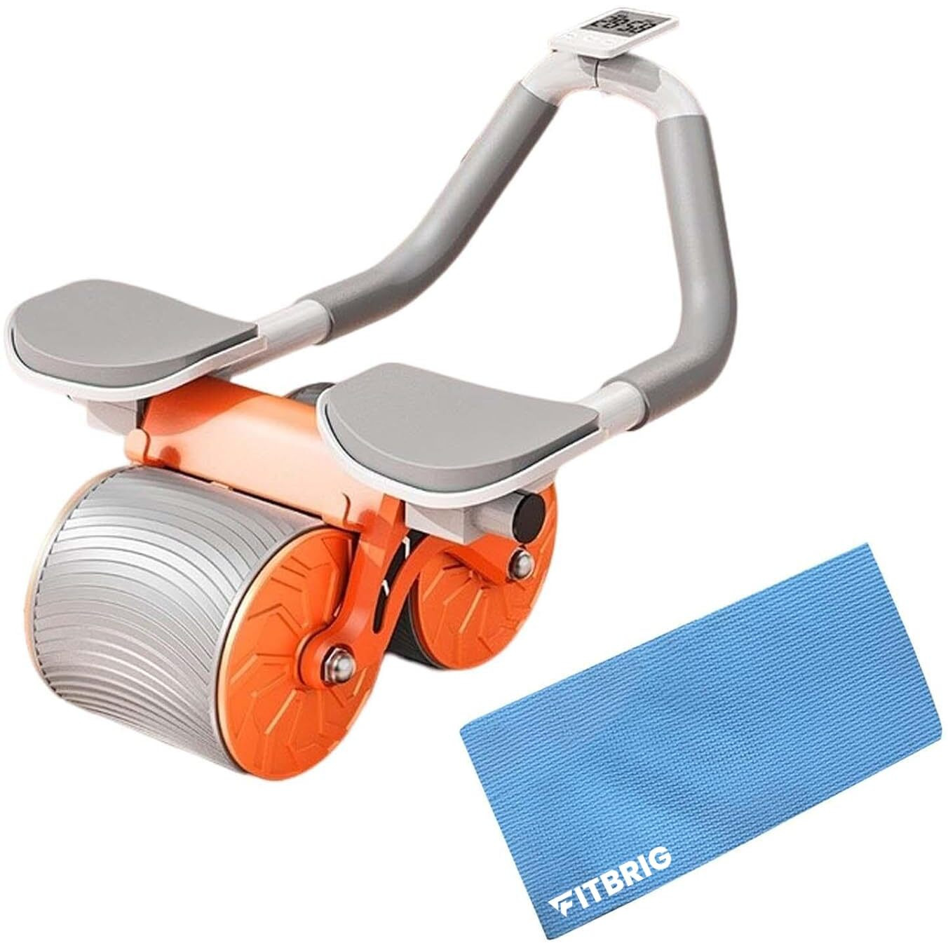 Fitbrig Automatic Rebound Elbow Ab Roller With Non-Slip Elbow Support Handles, Timer & Knee Mat For Abdominal Exercise Core Workout, Abs Exercise Equipment - Multicolor