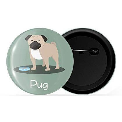 Dhcrafts Pin Badges Green Color Pug Pet Dog Glossy Finish Design Pack Of 1