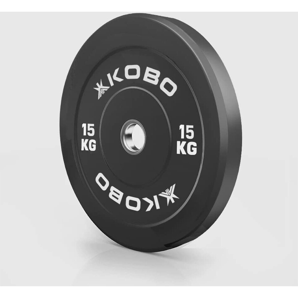 Kobo Bumper Plate/Black Rubber Olympic Weight Plate 15 Kg X 2  30 Kg (Imported)