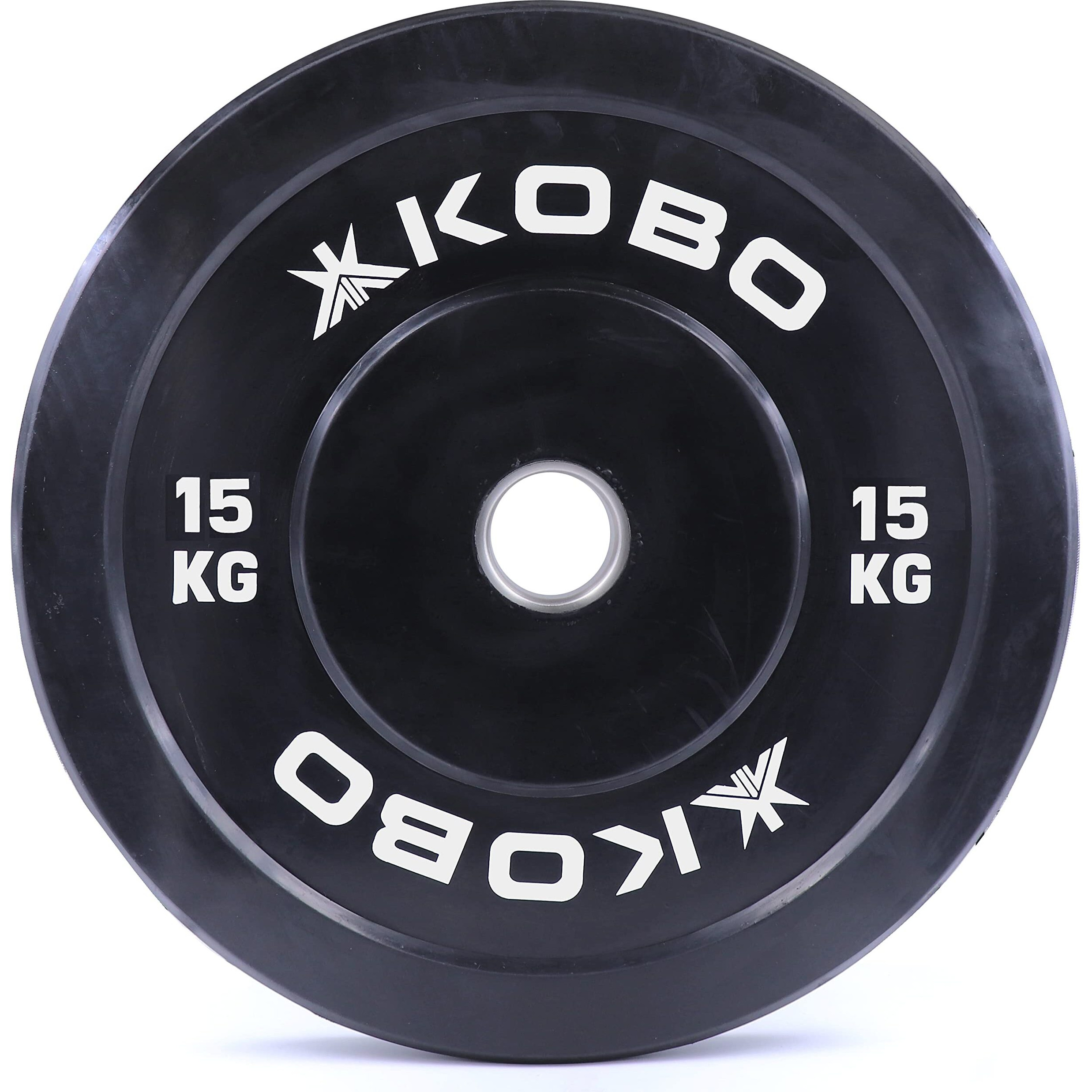 Kobo Bumper Plate/Black Rubber Olympic Weight Plate 15 Kg X 2  30 Kg (Imported)