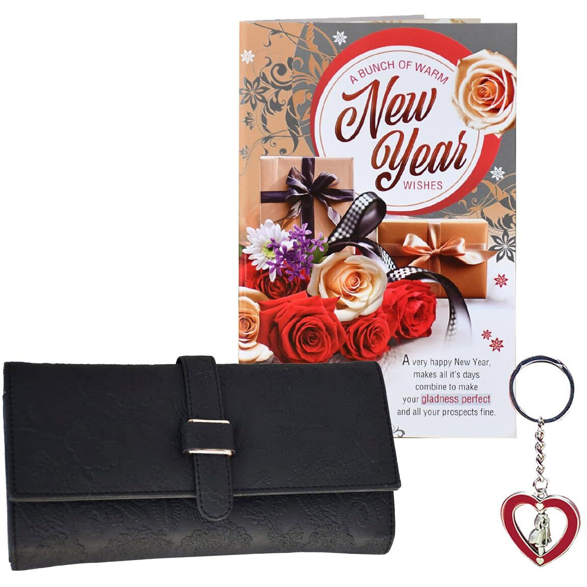 Saugat Traders New Year Gift For Girlfriend, Wife - Greeting Card, Women Hand Wallet And Love Keychain - Love - Useful Gift