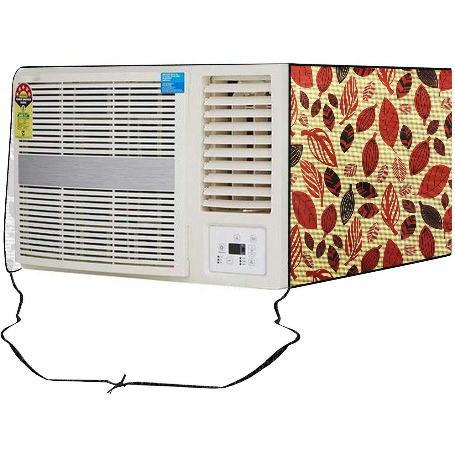 Stylista Window Ac Cover 2 Ton Waterproof And Dustproof Pvc Ditzy Pattern Yellow Base