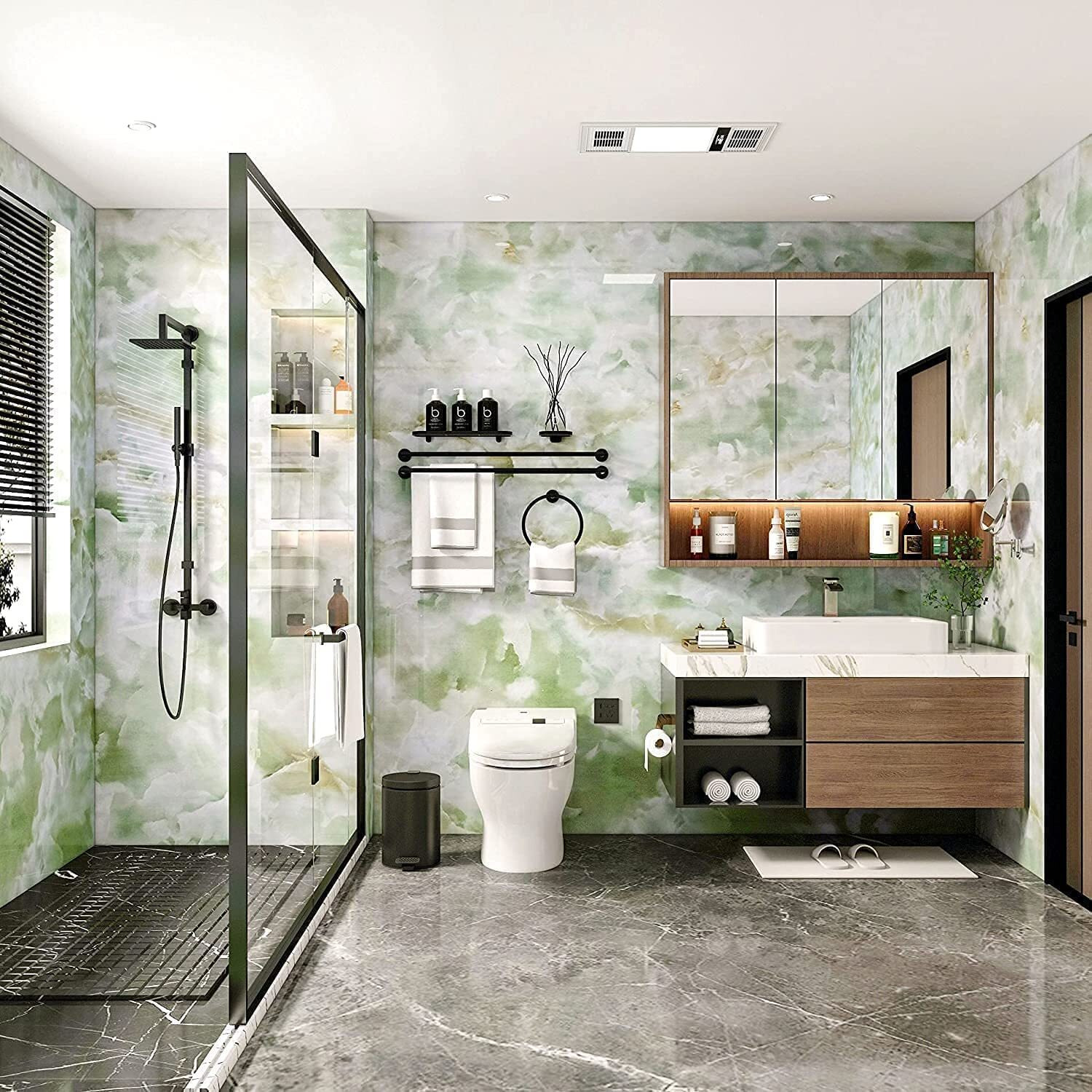 Nareval Green Marble Wallpaper For Marble Wallpaper Peel And Stick Marble Contact Paper Self Adhesive Contact Paper For Countertop Kitchen Cabinets Bathroom Marble Wallpaper Peel And Stick Marble Contact Paper Self Adhesive Contact Paper For Countertop Kitchen Cabinets Bathroom (Green Marble A24 60*200Cm)