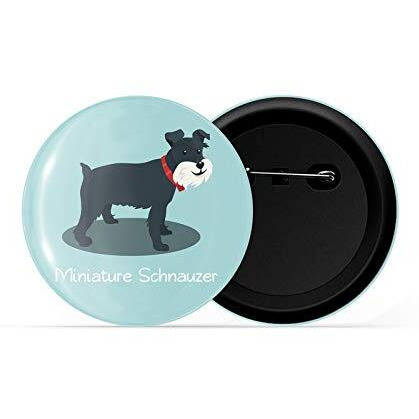 Dhcrafts Pin Badges Blue Color Miniature Schnauzer Pet Dog Glossy Finish Design Pack Of 1