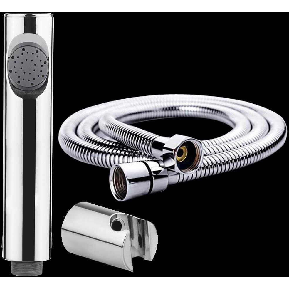 Zap Bolt Series Abs Health Faucet With Ss-304 Grade 1.25 Meter Flexible Hose Pipe And Wall Hook (White)
