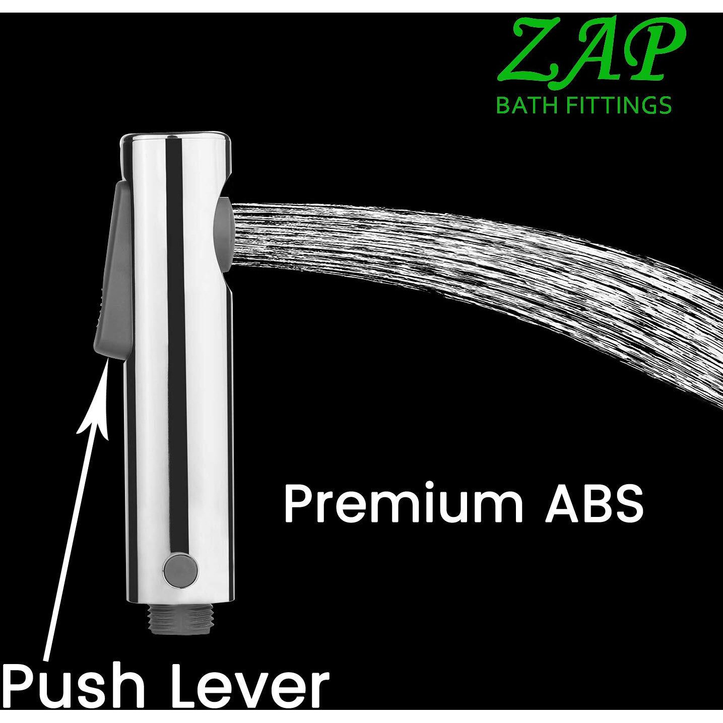 Zap Bolt Series Abs Health Faucet With Ss-304 Grade 1.25 Meter Flexible Hose Pipe And Wall Hook (White)