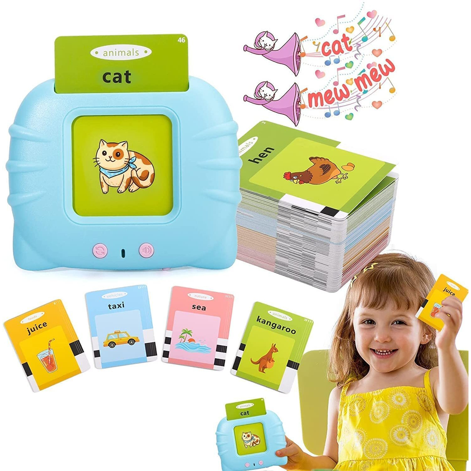 Cbk Flash Cards For Babies Kids 1 To 3 Year Old Boys And Girls Electronic Voice Learning Preschool Early Education 112 Piece 224 Words Kids Birthday Gift