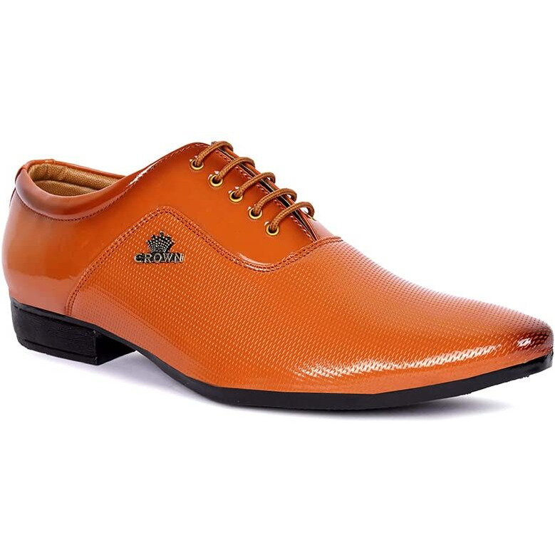Aadi Men's Tan Synthetic Leather Derby Formal Shoes